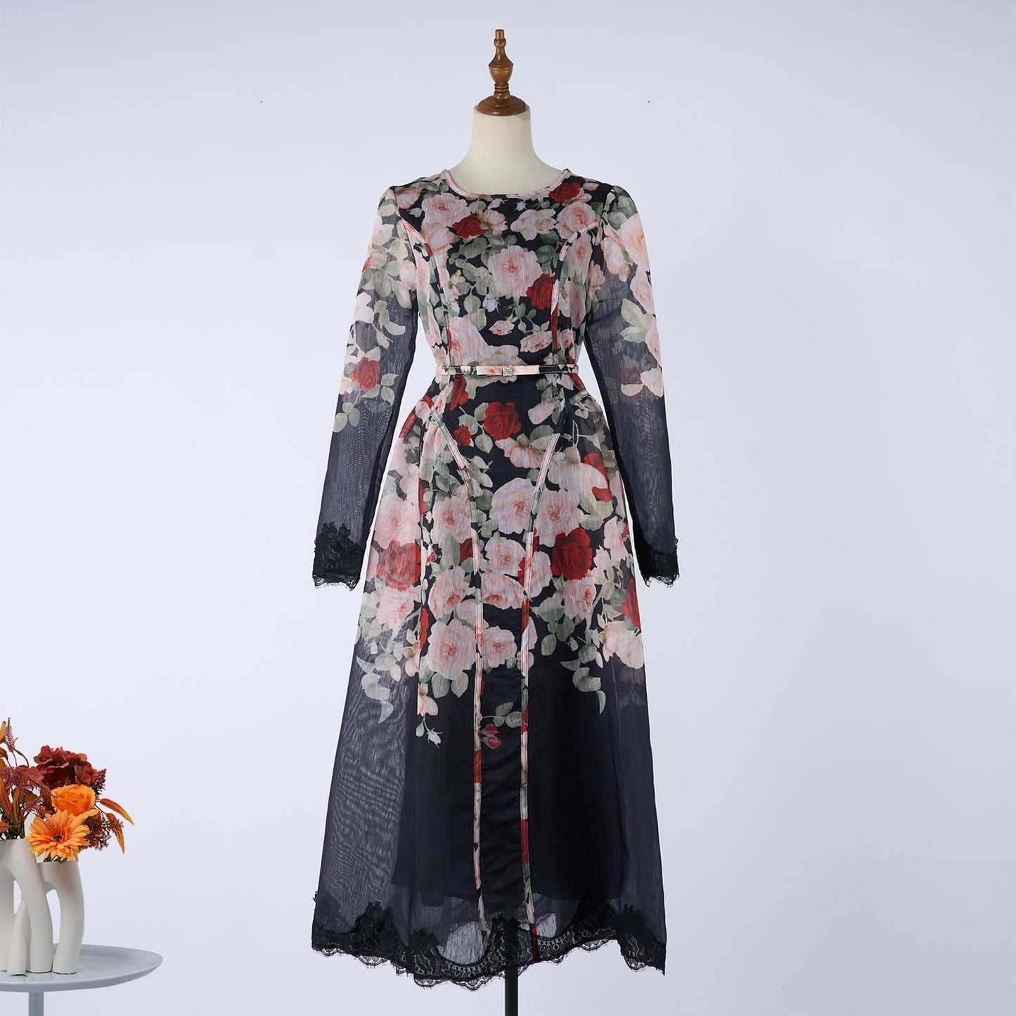 Women Printed Long Sleeved Summer And Autumn Vacation Dress