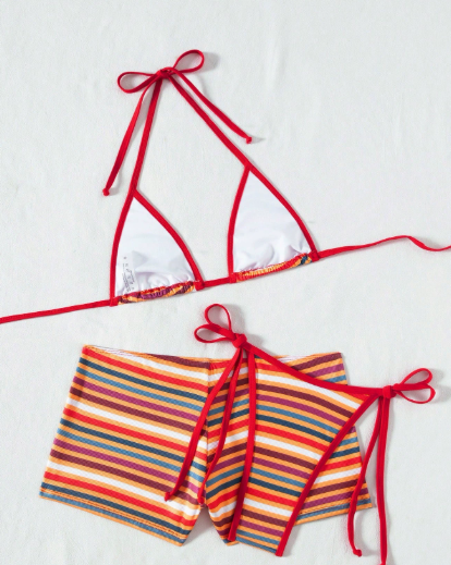 Thai Niche Sexy Sexy Retro Striped Swimsuit Women Split Sexy Spring Bikini