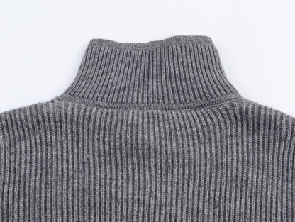 Autumn Women Casual Loose All Matching Color Stitching Knitted Cardigan