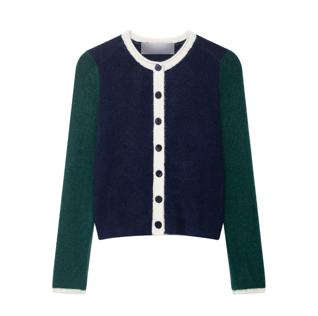Coat Casual Loose Women Autumn Contrast Color Knitwear