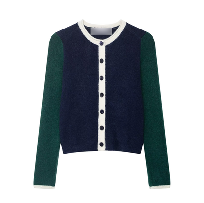 Coat Casual Loose Women Autumn Contrast Color Knitwear