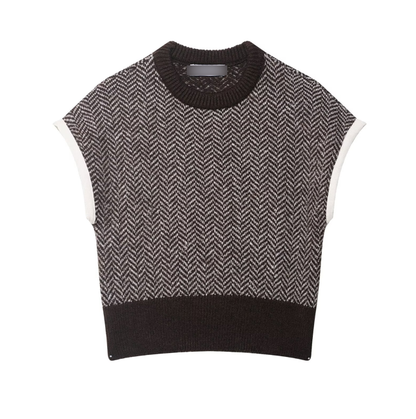 Women Wear Herringbone Knitted Vest Sleeveless Top