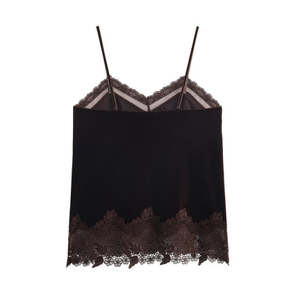 Women Clothing Winter Sexy Lace Velvet Underwear Top