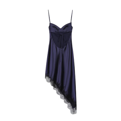Women Clothing Simple Velvet Lace Midi Dress