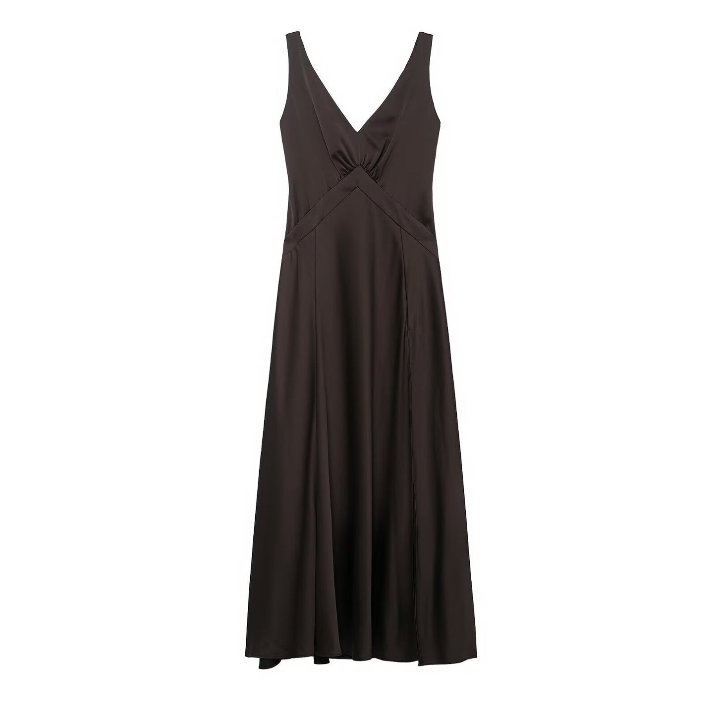 Women Clothing Slim Silk Satin Texture Maxi Dress
