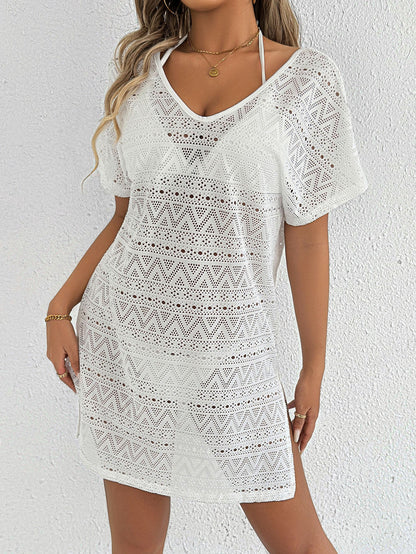Women Beach Cover up Women Clothing Sexy Deep V Plunge Backless Slit Lace Dress Holiday Dress