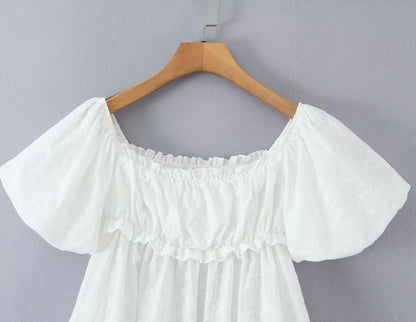 Sweet Puff Sleeve Niche Doll Shirt for Women Spring Autumn All Matching Pullover Loose Top