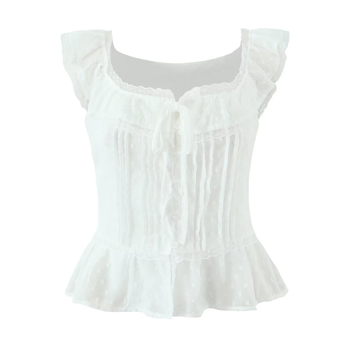 Atmosphere Lace Sleeveless Small Top Niche Lace up Waist Tight Sexy Short Sexy Shirt Vest