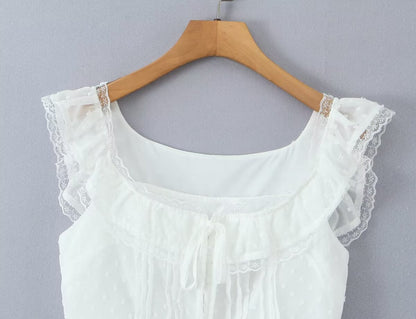 Atmosphere Lace Sleeveless Small Top Niche Lace up Waist Tight Sexy Short Sexy Shirt Vest
