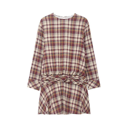 Women Clothing Summer Fashionable Plaid Mini Dress