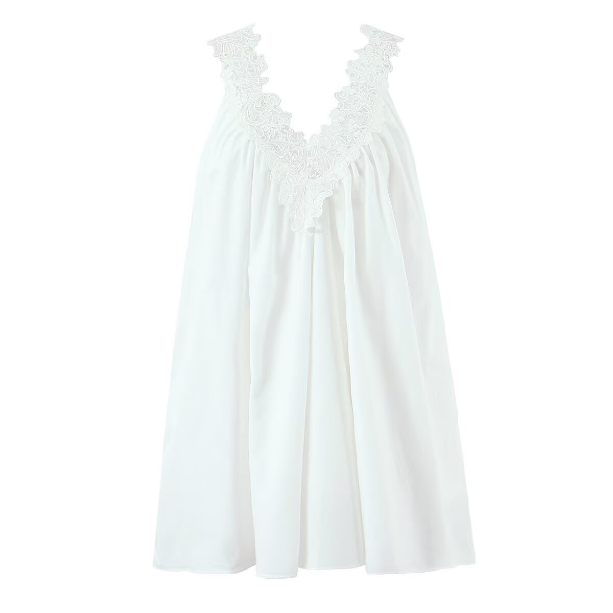 Sexy V neck Sleeveless Lace Stitching Ruffle Design Dress