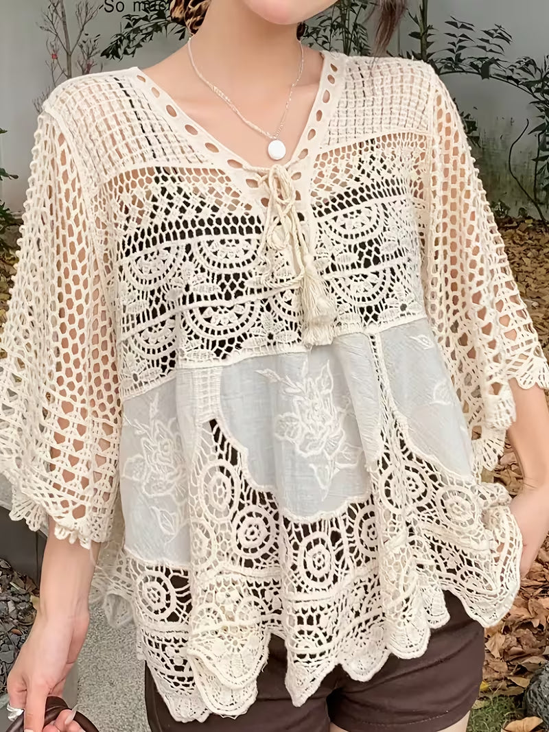 Women Summer Vacation V Neck Top