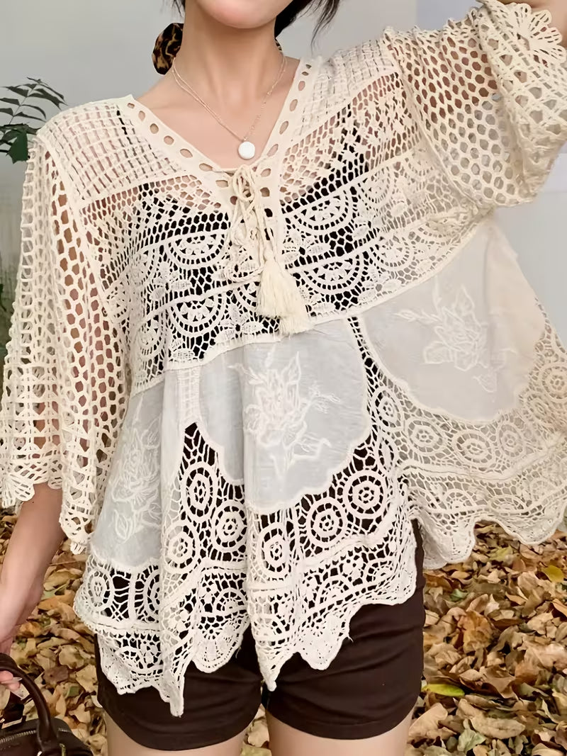 Women Summer Vacation V Neck Top