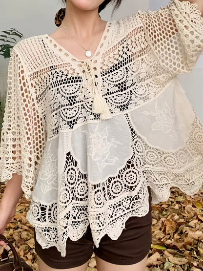 Women Summer Vacation V Neck Top