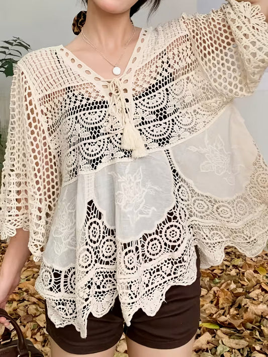Women Summer Vacation V Neck Top