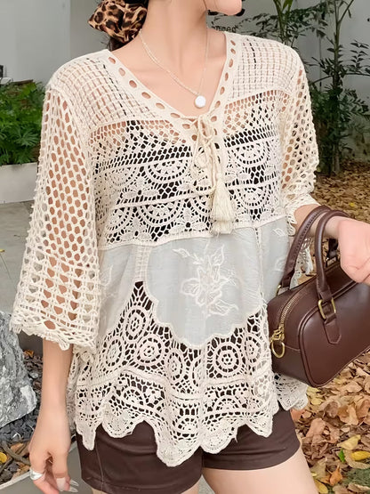 Women Summer Vacation V Neck Top