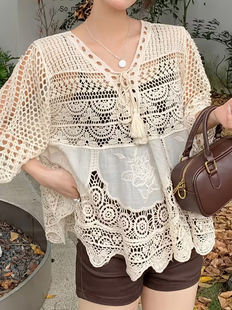 Women Summer Vacation V Neck Top