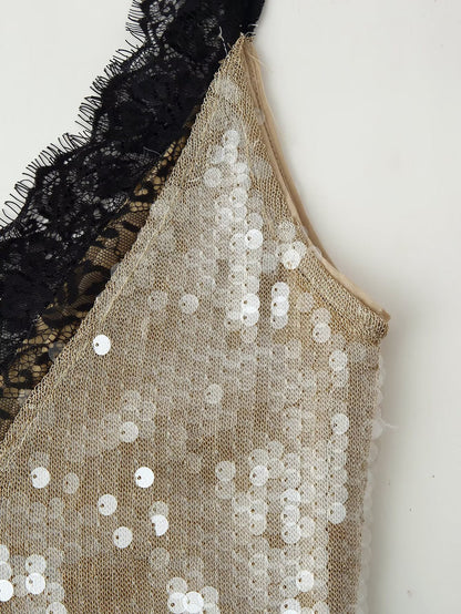 Women Clothing Top Beads Decoration Lace Dress