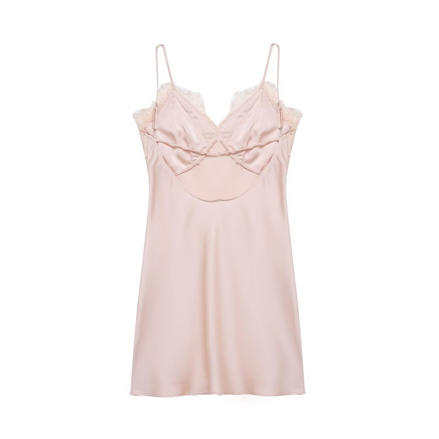Early Spring Women Clothing Elegant Fashionable Slimming Silk Satin Lace Stitching Cami Dress