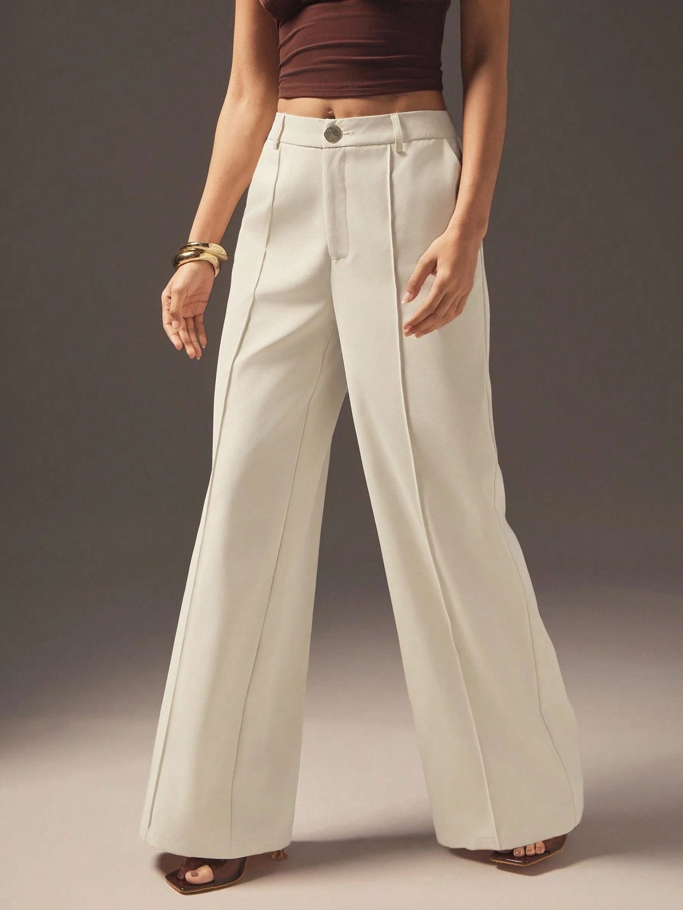 Apricot High Waist Slimming Small Women Pants Loose Idle Casual Draping High Grade Autumn Winter Narrow Wide Leg Pants