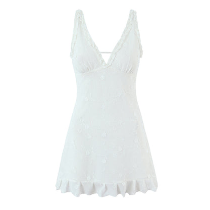 Women Clothing Mesh Embroidered Vest Dress