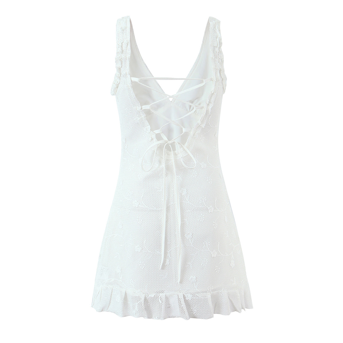 Women Clothing Mesh Embroidered Vest Dress