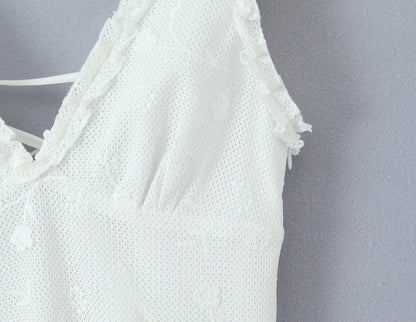 Women Clothing Mesh Embroidered Vest Dress