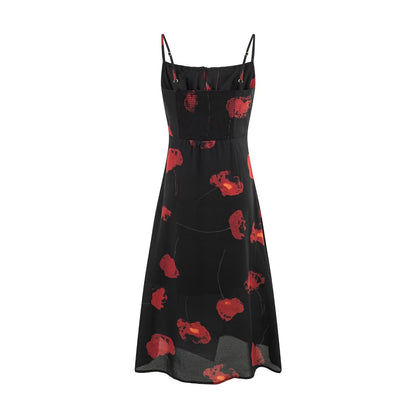 Summer Sweet Seaside Vacation Waist Slimming Printing Slip Dress