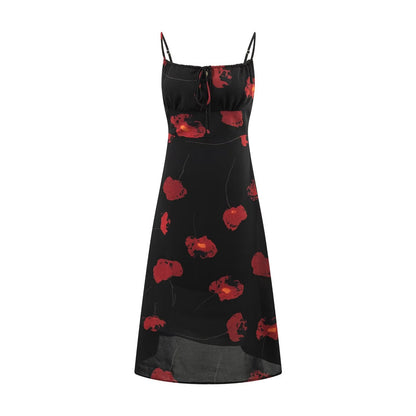 Summer Sweet Seaside Vacation Waist Slimming Printing Slip Dress