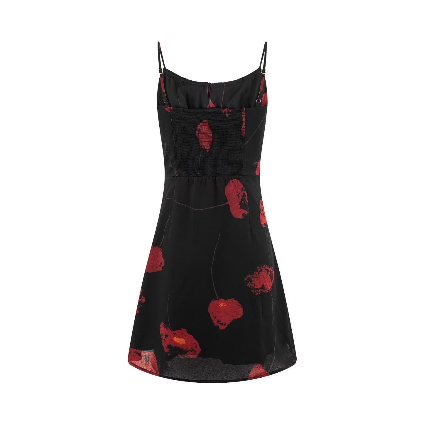 Summer Romantic Atmosphere Vacation Short Printed Waist Controlled Slimming Cami Dress
