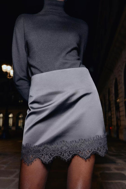 Autumn Winter Lace Hem Skirt Culottes