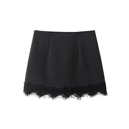 Autumn Winter Lace Hem Skirt Culottes