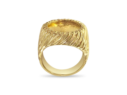 Fancy Solid White/Yellow/Rose Gold Handmade Coin Ring , 1/10oz Coin ,