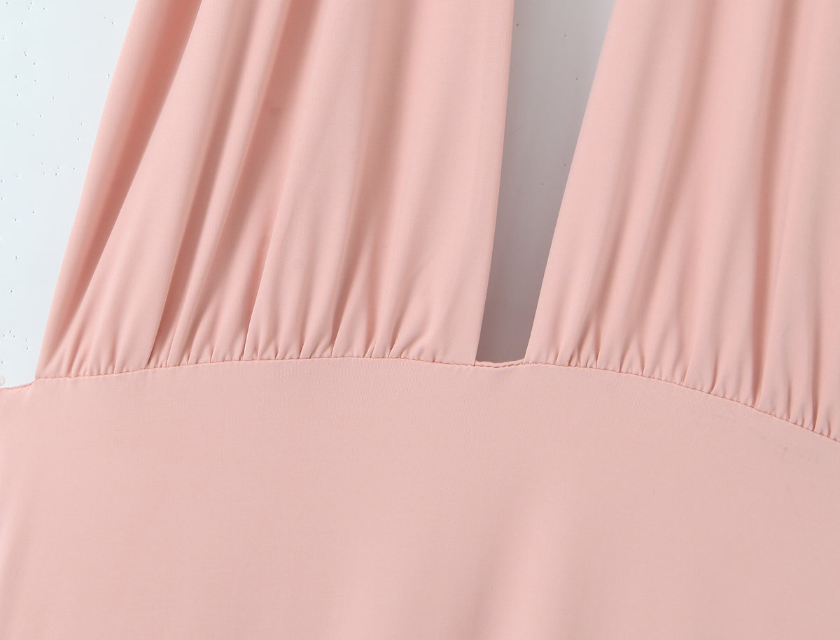 Women Summer Hem Irregular Asymmetric Backless Hanging Collar Dress