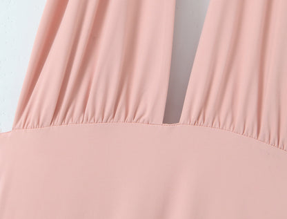 Women Summer Hem Irregular Asymmetric Backless Hanging Collar Dress