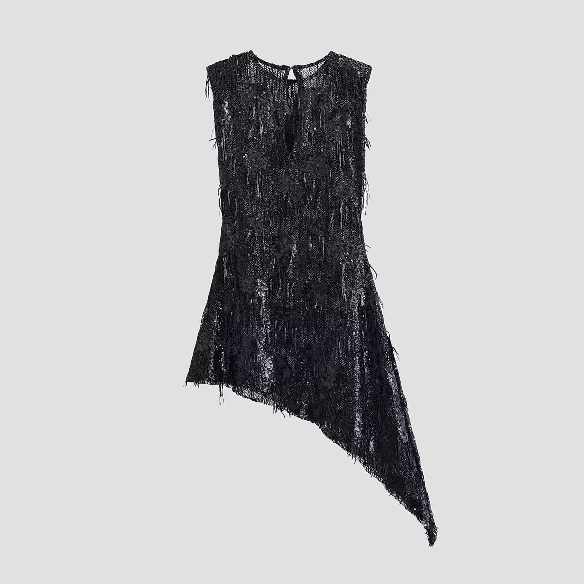 Women Clothing Spring Sequin Asymmetric Sleeveless Slim Dress