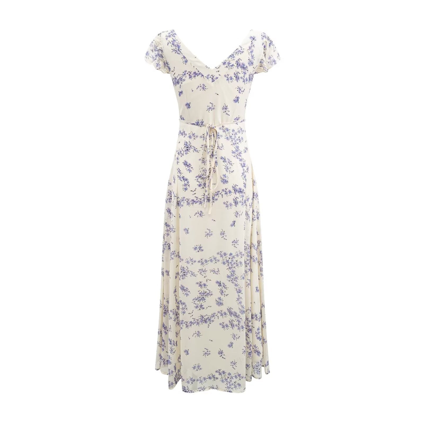 Summer Romantic Atmosphere Super Beautiful Purple Floral Elegant Slim Dress