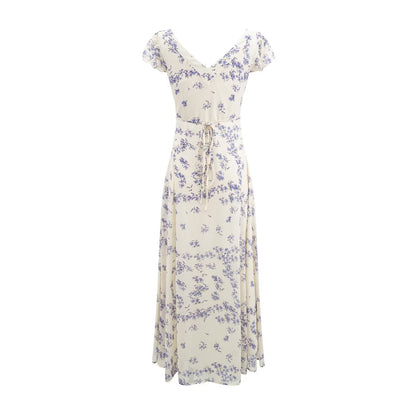 Summer Romantic Atmosphere Super Beautiful Purple Floral Elegant Slim Dress