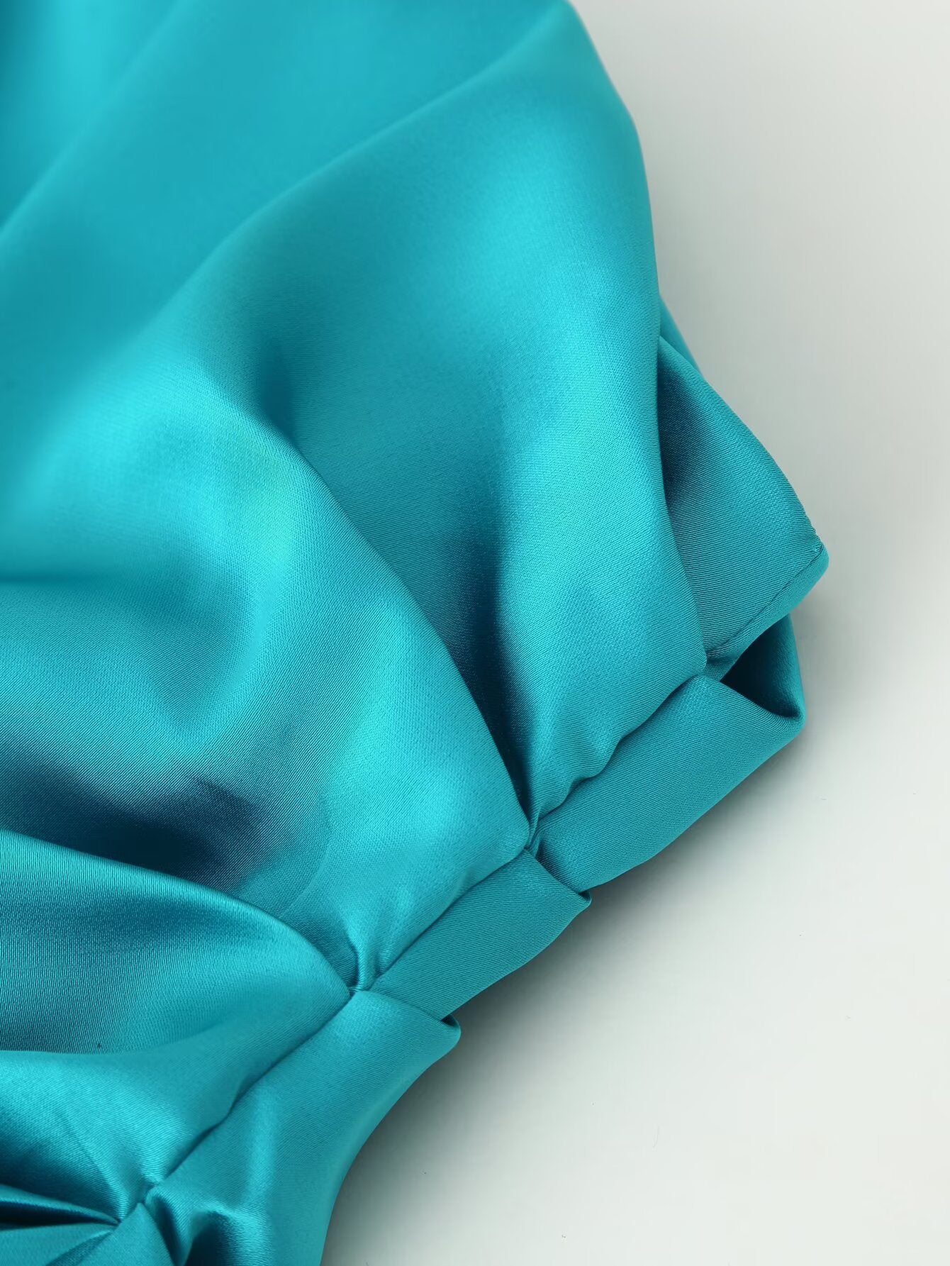 Women Clothing Spring Sexy Satin Pleated Ruffled Shoulder One Sleeve Slim Dress