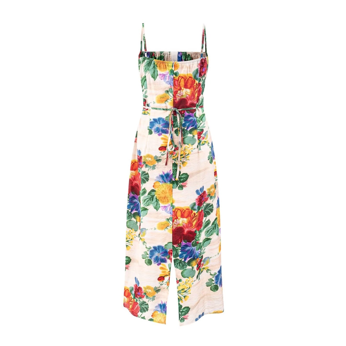 Spring Spaghetti Strap Floral Print Backless Big Floral Sexy Sleeveless Dress Women Short Dresses
