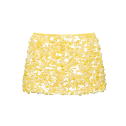 Women Clothing Spring Sequ Design A line High Waist Mini Skirt