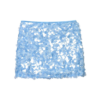Women Clothing Spring Sequ Design A line High Waist Mini Skirt