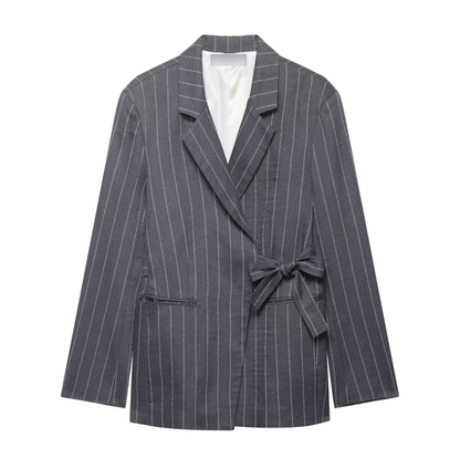 Women Clothing Spring Wrap Lace up Blazers Casual Trousers Two Piece Sets