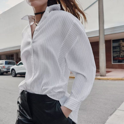 Women Clothing Top Product Stripes Loose Shirt