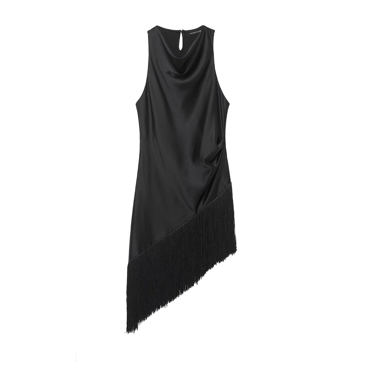 Women Clothing Summer All Matching Sleeveless Irregular Asymmetric Tassel Top