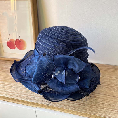 Mesh Straw Embroidered Beach Hat