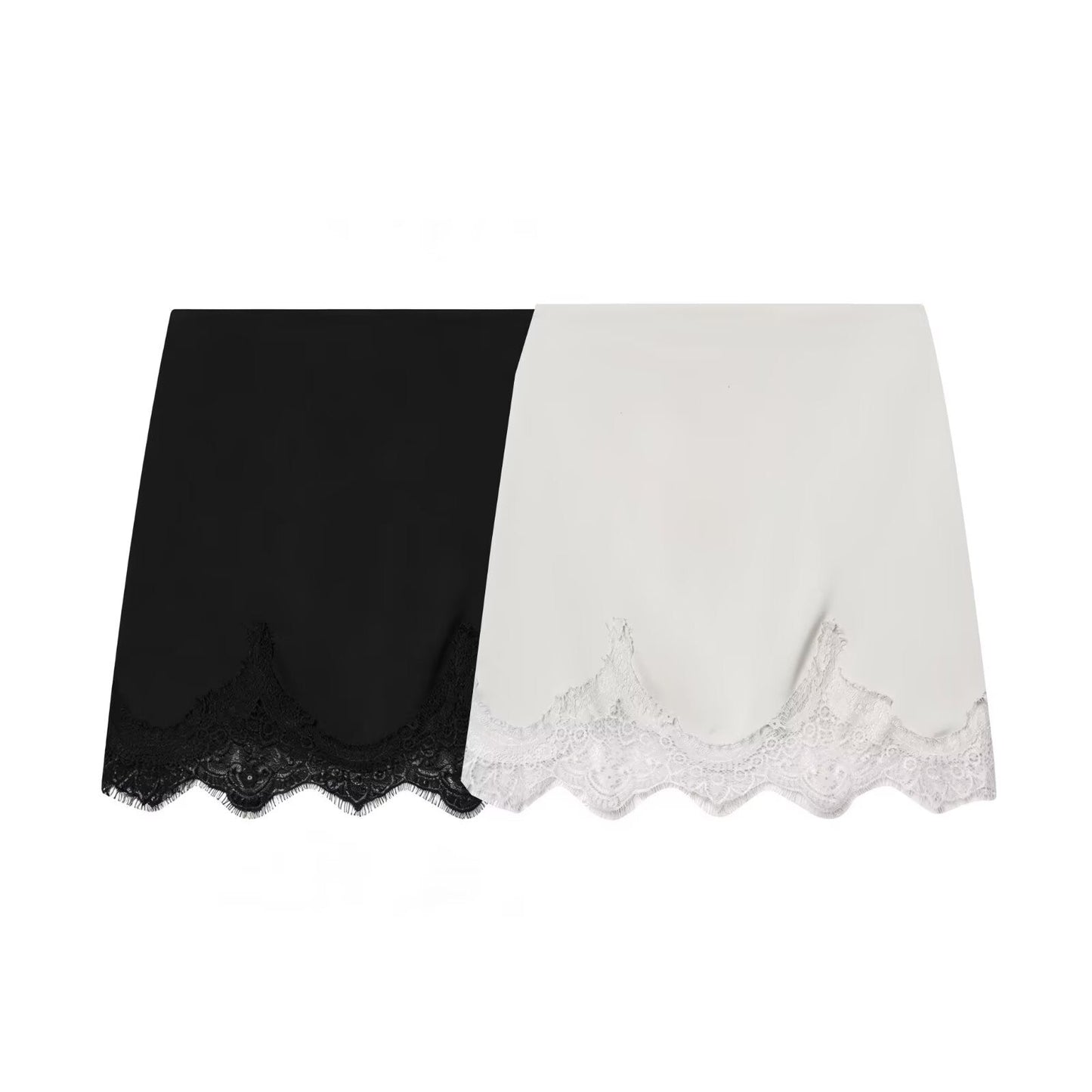 Women Clothing Fashionable Casual High Waist Sexy Lace Stitching Hip Short Skirt