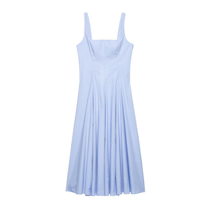 Women Clothing Top Product Poplin Wavy Wide Swing Dress