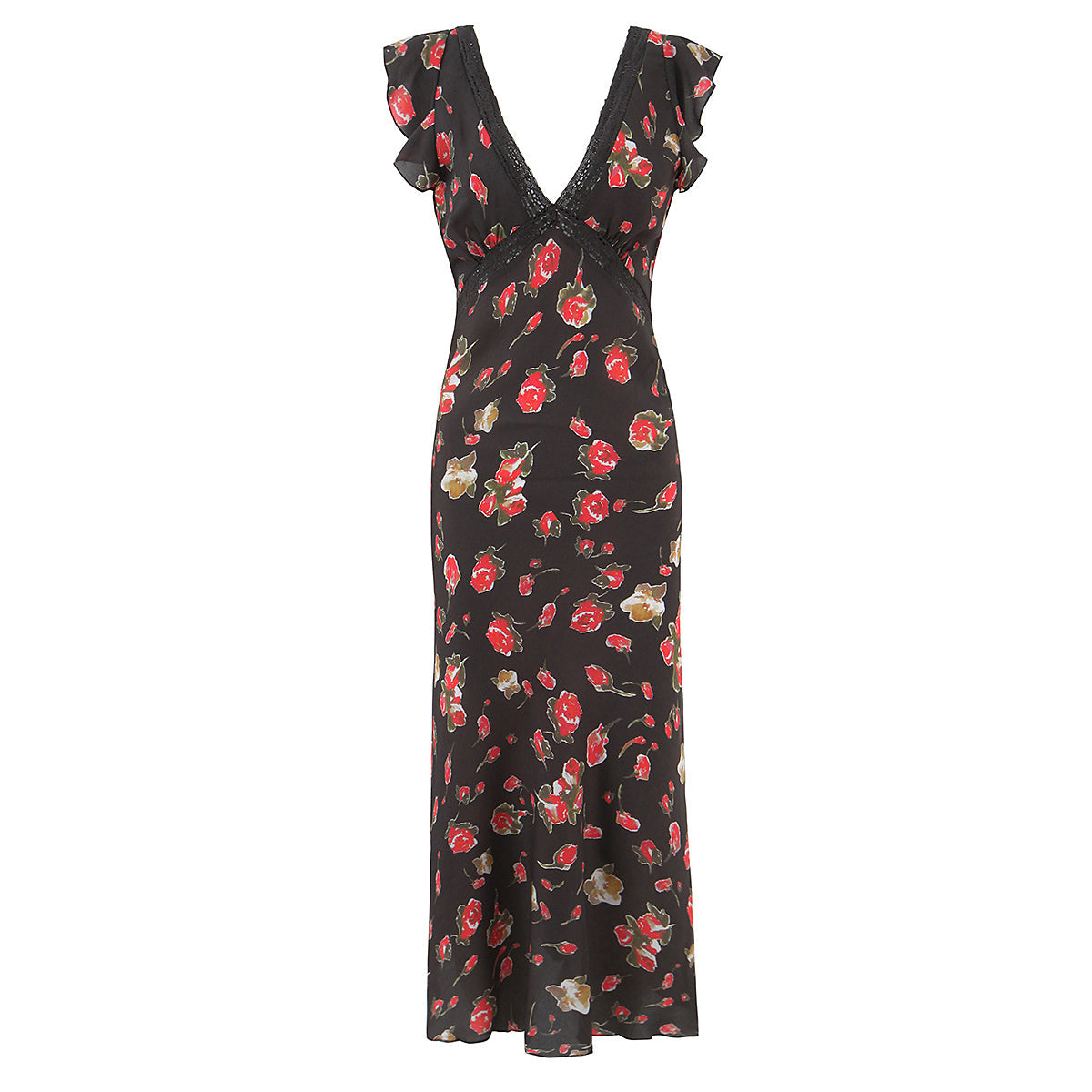 Women Clothing French Elegant Black Floral Dress