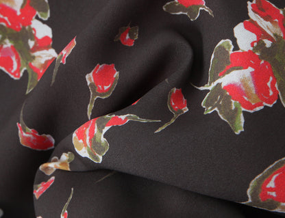Women Clothing French Elegant Black Floral Dress